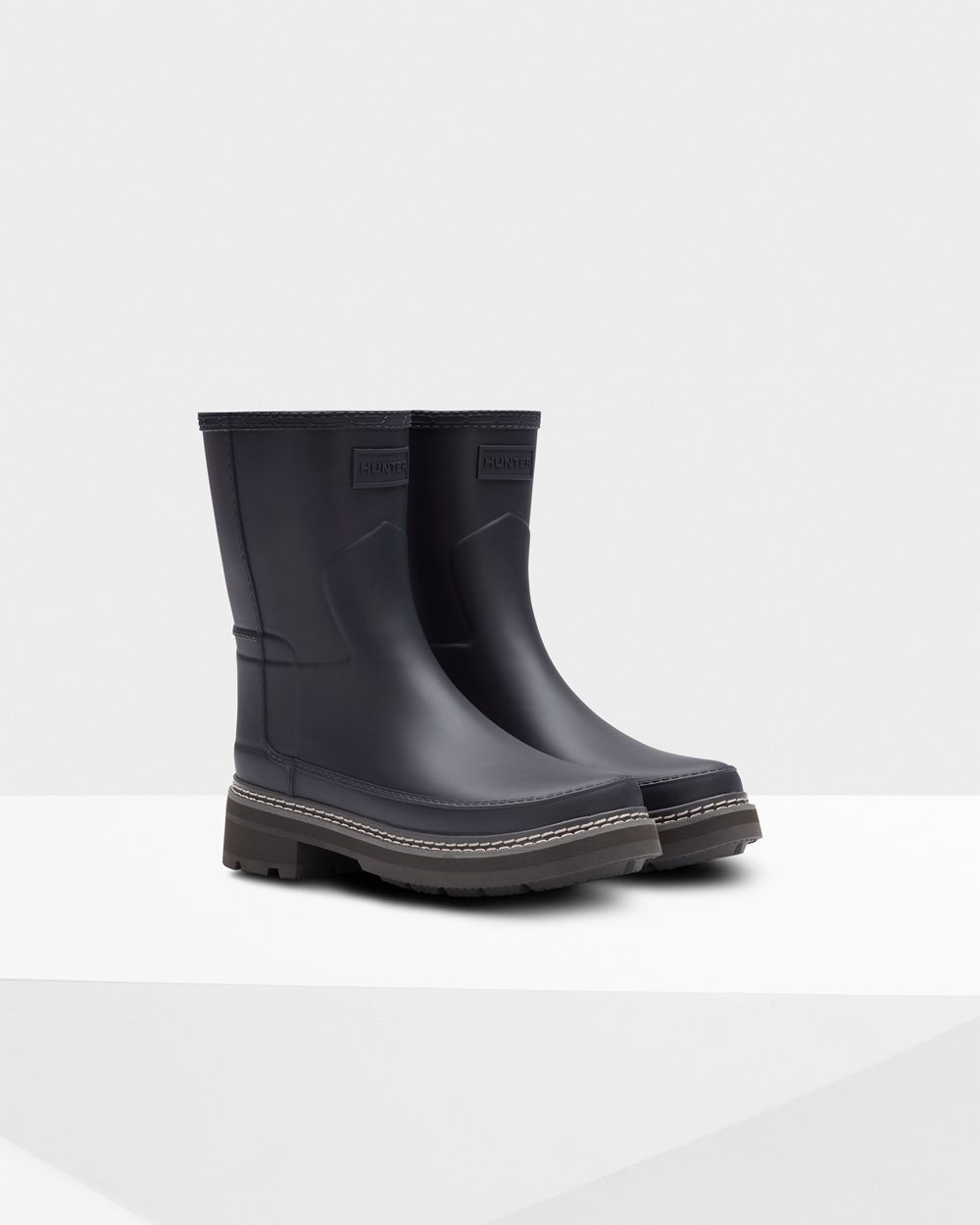 Womens Hunter Refined Stitch Detail - Short Rain Boots Navy - 9750-QEWRK